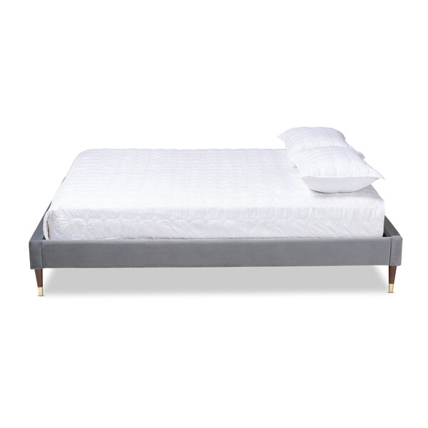 Baxton Studio Volden Velvet Upholstered Full Size Wood Platform Bed Frame - 155-9528