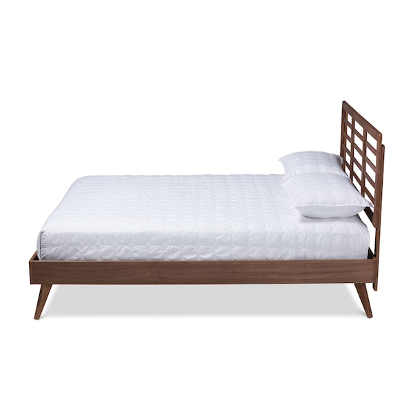 Baxton Studio Calisto Mid-Century Walnut Brown Finished Wood King Size Platform Bed - 156-9409-9424