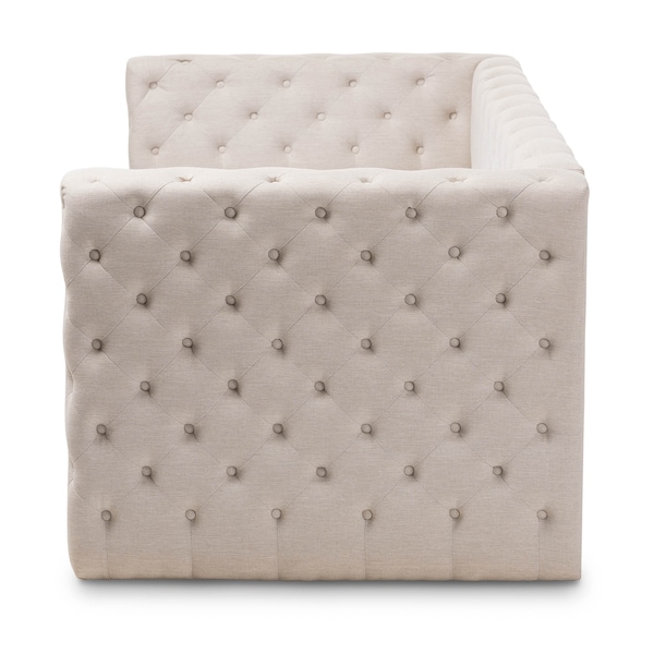 Baxton Studio Janie Light Beige Upholstered Daybed With Trundle - 144-8109