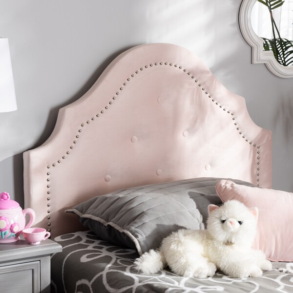 Baxton Studio Cora Light Pink Velvet Upholstered Twin Size Headboard - 154-9317