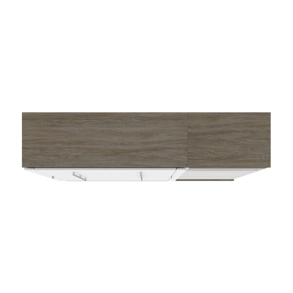 Bestar Orion Full Murphy Bed with Shelving Unit (89W), White & Walnut Grey - 116892-000017