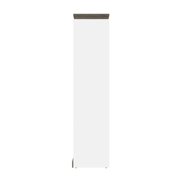 Bestar Orion Full Murphy Bed with Shelving Unit (89W), White & Walnut Grey - 116892-000017