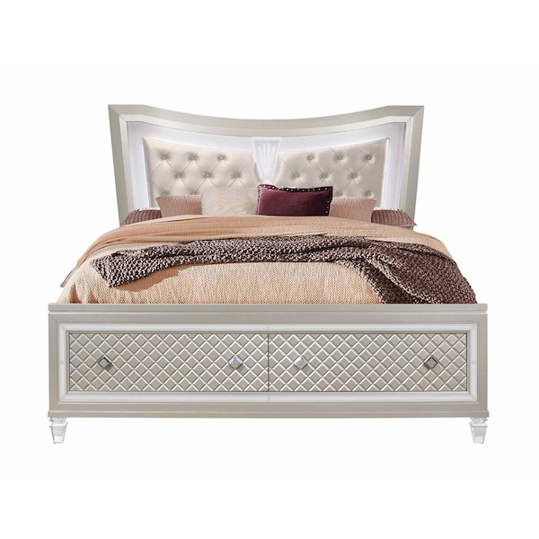 Global Furniture Usa Traditional Glam Tufted Paris Champagne King Bed With Led - 3022