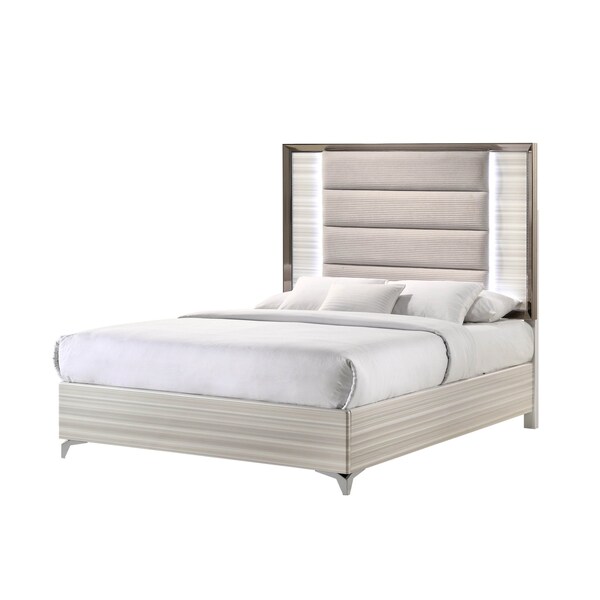 Global Furniture Usa Modern  Zebra Zambrano White Queen Bed With Led - 3239