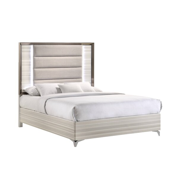 Global Furniture Usa Modern  Zebra Zambrano White Queen Bed With Led - 3239