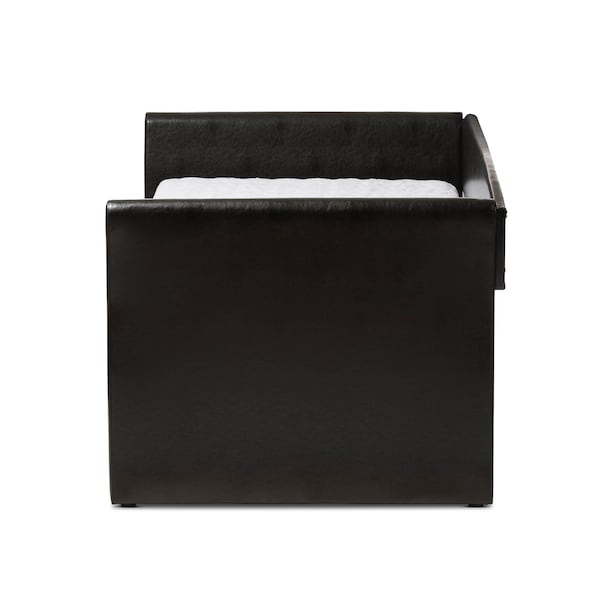 Baxton Studio Camino Black Faux Leather Upholstered Daybed with Guest Trundle Bed - 131-7306