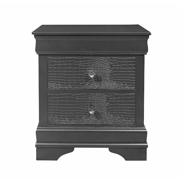 Global Furniture Usa Traditional Glam Croc Pompei Metallic White Queen Bed Group With Led - 2880