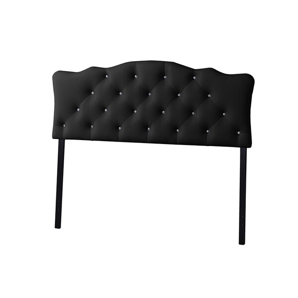 Baxton Studio Rita Queen Size Black Faux Leather Upholstered Button-tufted Headboard - 118-6418