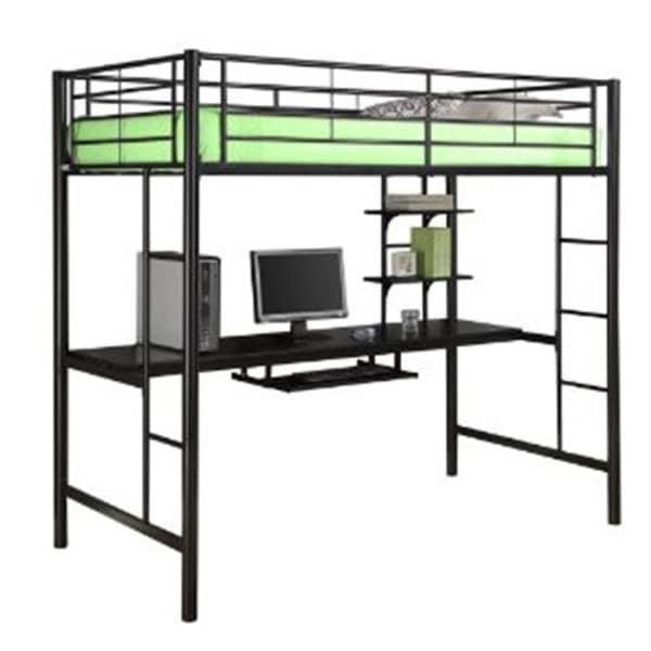 Walker Edison Furniture Walker Edison BTOZBL Sunset Metal Twin/Workstation Bunk Bed - Black - BTOZBL