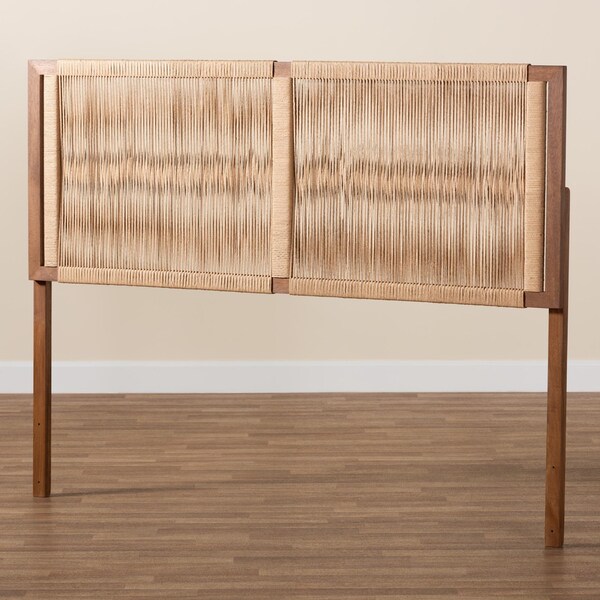 Bali & Pari Holitz Modern Bohemian Walnut Brown Finished Bayur Wood Queen Size Headboard - 236-13340-ZORO