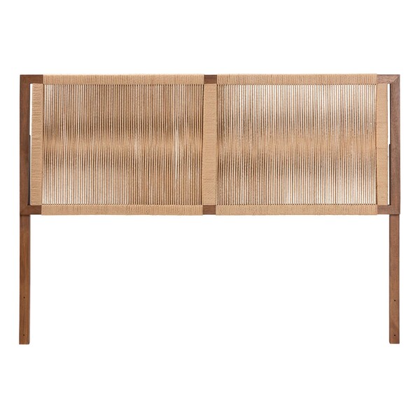 Bali & Pari Holitz Modern Bohemian Walnut Brown Finished Bayur Wood Queen Size Headboard - 236-13340-ZORO