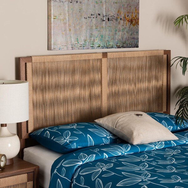 Bali & Pari Holitz Modern Bohemian Walnut Brown Finished Bayur Wood Queen Size Headboard - 236-13340-ZORO