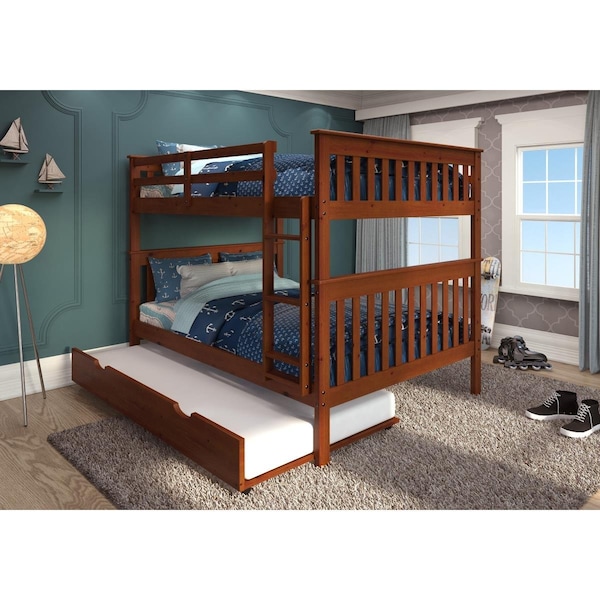 Convenience Concepts PD-123-3E-503 Full Over Full Mission Bunk Bed with Twin Trundle - Espresso - HI3168154