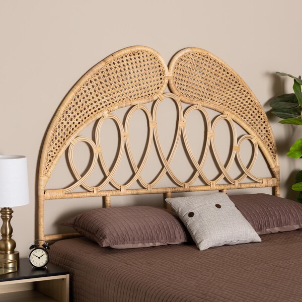 Baxton Studio Onika Modern Bohemian Natural Brown Rattan Queen Size Standalone Headboard - 232-13226-ZORO