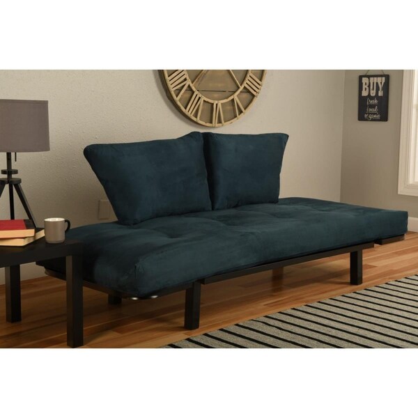 Kodiak Spacely Black Lounger Frame with Suede Navy Mattress - KFSPBKSNAVY2MSET2