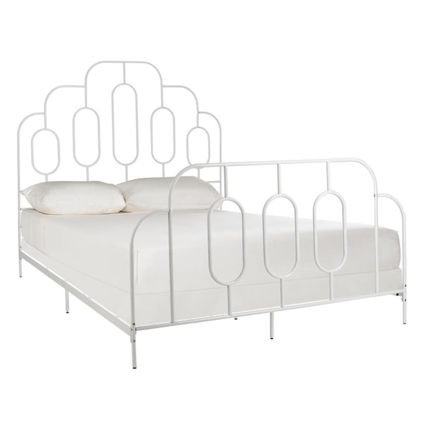 Safavieh Paloma Metal Retro Bed - White - 55.875 x 77.25 x 59 in. - BED6201B-F