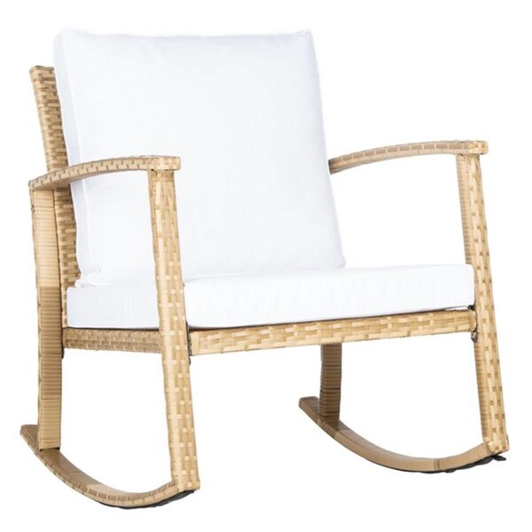 Safavieh Daire Rocking Chair Natural & White Cushion - PAT7721D