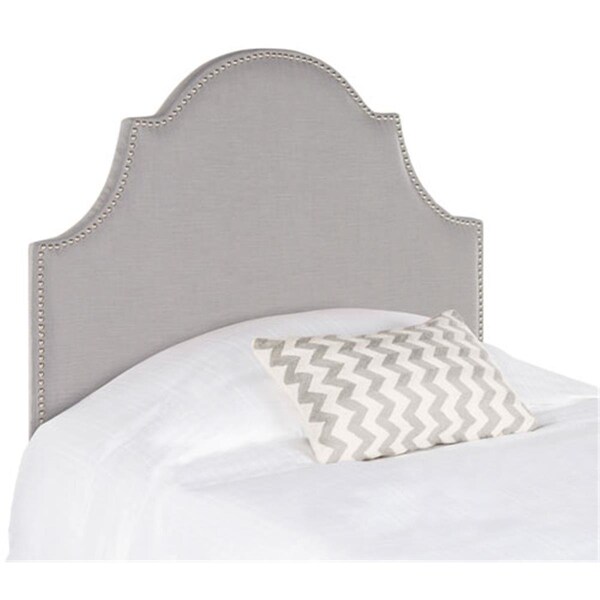 Safavieh 53.9 x 40.9 x 3.5 in. Hallmar Arctic Grey Arched Headboard - Silver Nail Head, Light Grey - MCR4026C