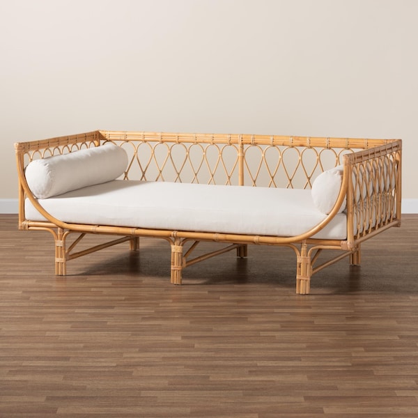 Bali & Pari Davida Modern Bohemian Natural Brown Rattan Daybed - 241-13406-ZORO