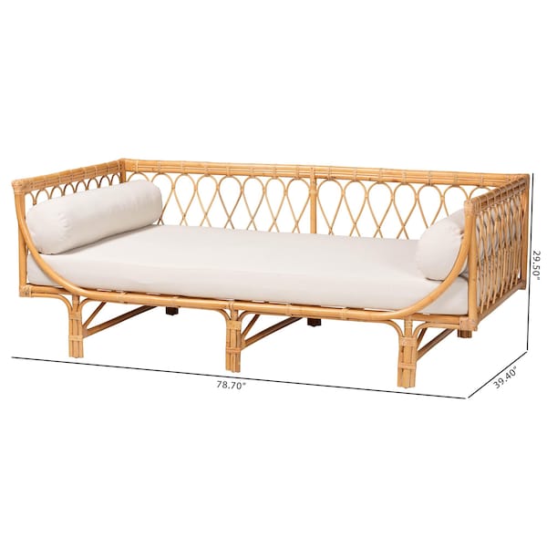 Bali & Pari Davida Modern Bohemian Natural Brown Rattan Daybed - 241-13406-ZORO