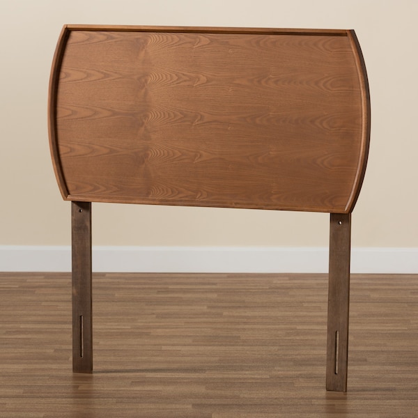 Baxton Studio Laurien Mid-Century Modern Ash Walnut Finished Wood Twin Size Headboard - 181-11112-ZORO