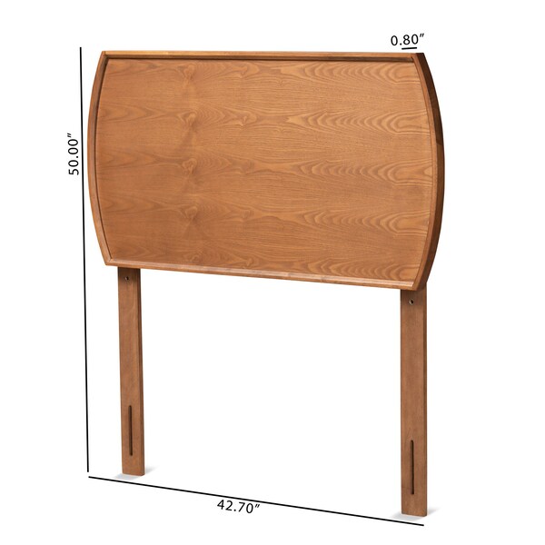 Baxton Studio Laurien Mid-Century Modern Ash Walnut Finished Wood Twin Size Headboard - 181-11112-ZORO