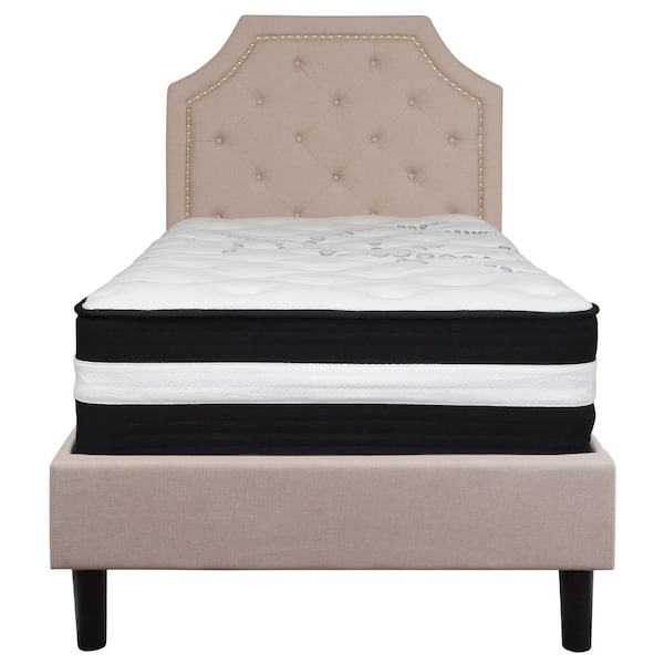 Flash Furniture Brighton Twin Platform Bed Set, Beige - SL-BM-1-GG