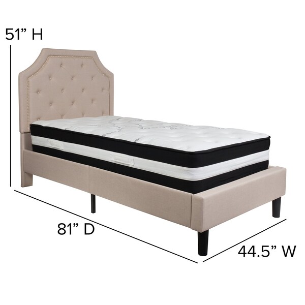Flash Furniture Brighton Twin Platform Bed Set, Beige - SL-BM-1-GG