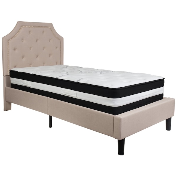 Flash Furniture Brighton Twin Platform Bed Set, Beige - SL-BM-1-GG