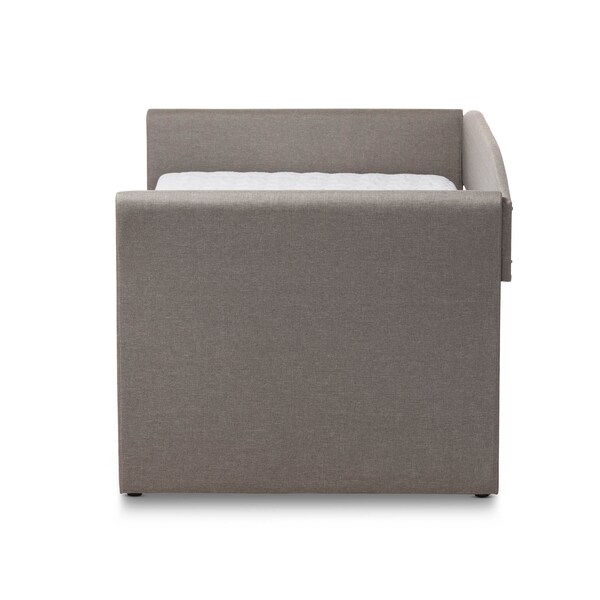 Baxton Studio Camino Modern Grey Upholstered Daybed with Guest Trundle Bed - 131-7309