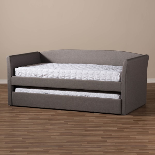 Baxton Studio Camino Modern Grey Upholstered Daybed with Guest Trundle Bed - 131-7309