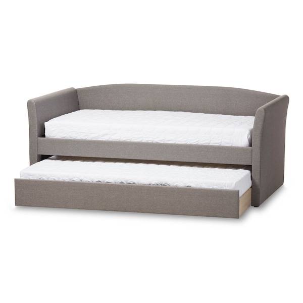 Baxton Studio Camino Modern Grey Upholstered Daybed with Guest Trundle Bed - 131-7309