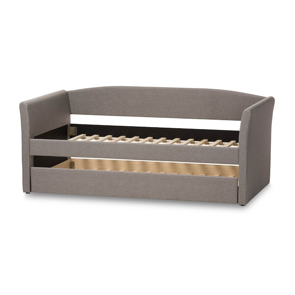 Baxton Studio Camino Modern Grey Upholstered Daybed with Guest Trundle Bed - 131-7309