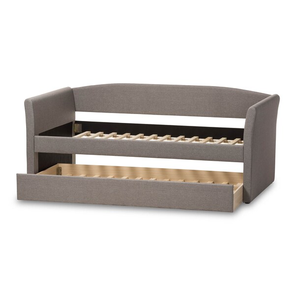 Baxton Studio Camino Modern Grey Upholstered Daybed with Guest Trundle Bed - 131-7309