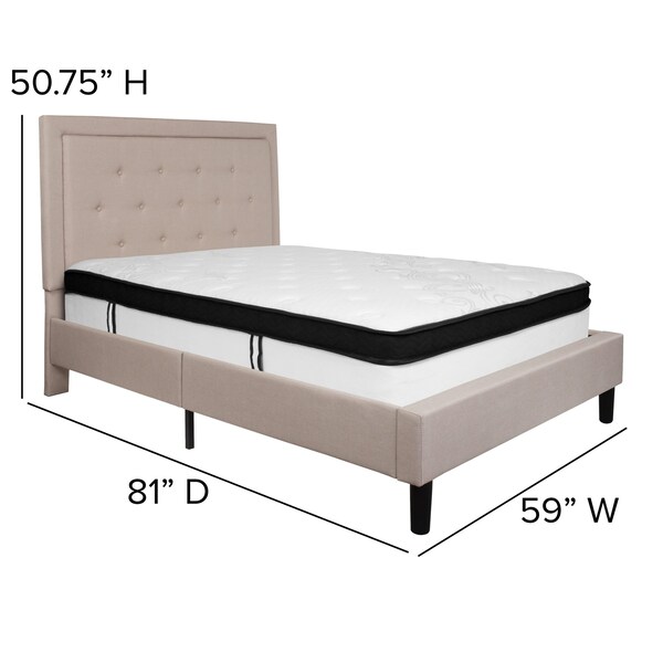 Flash Furniture Full Platform Bed Set, Beige - SL-BMF-18-GG