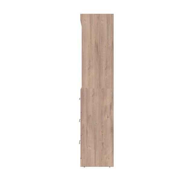 Bestar Pur Full Murphy Bed and 2 Storage Units with Drawers (109W) in rustic brown - 26894-000009