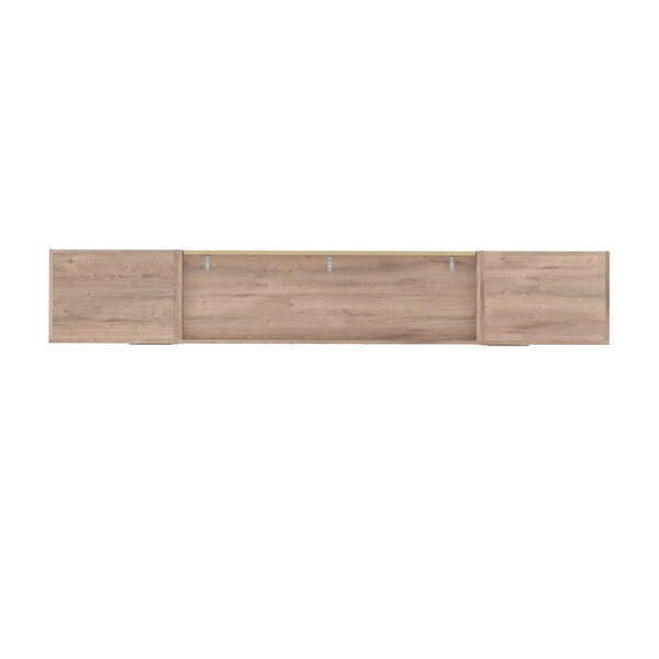 Bestar Pur Full Murphy Bed and 2 Storage Units with Drawers (109W) in rustic brown - 26894-000009
