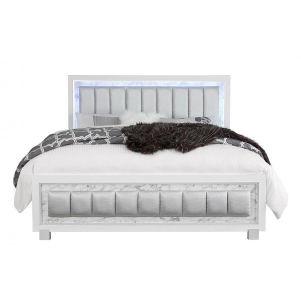 Convenience Concepts Santorini White Queen Size Bed - 85 x 63 x 60 in. - HI2968606