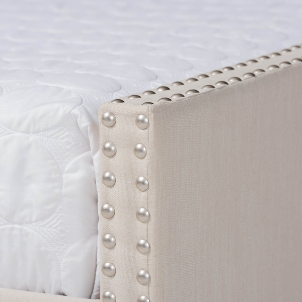 Baxton Studio Haylie Beige Full Size Daybed with Roll-Out Trundle Bed - 158-9676