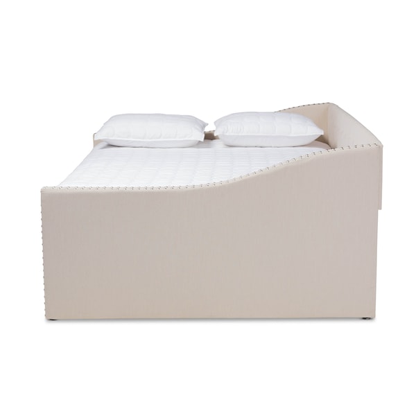 Baxton Studio Haylie Beige Full Size Daybed with Roll-Out Trundle Bed - 158-9676