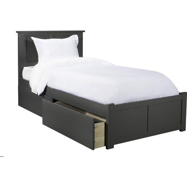 Atlantic Furniture Atlantic Furniture AR8622119 Madison Twin Platform Bed with Flat Panel Foot Board & 2 Urban Bed Drawers - Grey - AR8622119
