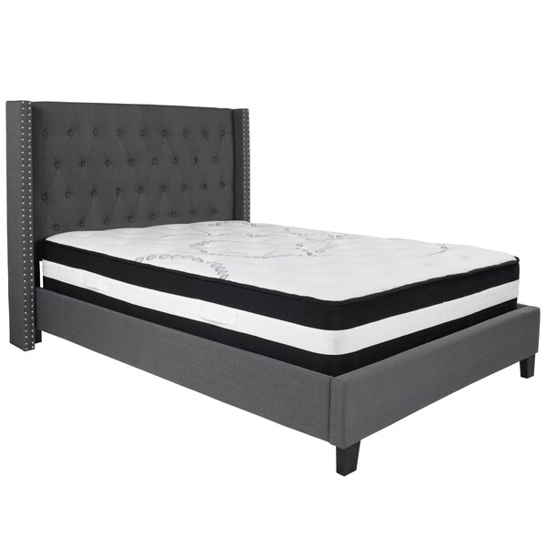Flash Furniture Platform Bed Set, Riverdale, Full, Dark Gry - HG-BM-46-GG
