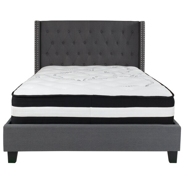 Flash Furniture Platform Bed Set, Riverdale, Full, Dark Gry - HG-BM-46-GG