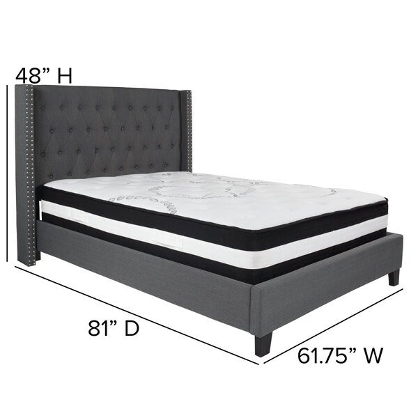 Flash Furniture Platform Bed Set, Riverdale, Full, Dark Gry - HG-BM-46-GG