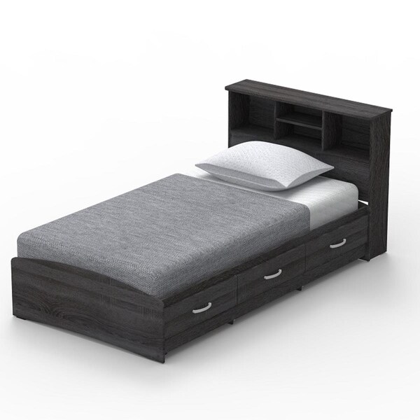 Better Home 15 x 41 x 77 in. California Wooden Twin Size Captains Bed Gray - 616859964853