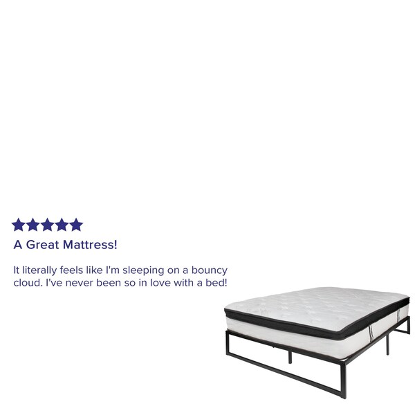 Flash Furniture Queen Platform Bed Frame and 12" Mattress Set - XU-BD10001-12MFM-Q-GG