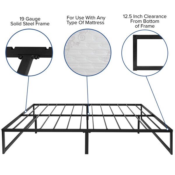 Flash Furniture Queen Platform Bed Frame and 12" Mattress Set - XU-BD10001-12MFM-Q-GG