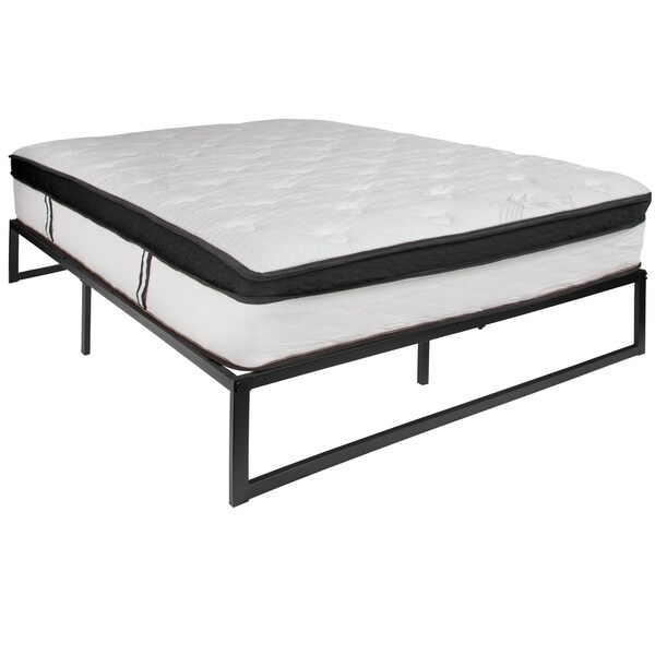 Flash Furniture Queen Platform Bed Frame and 12" Mattress Set - XU-BD10001-12MFM-Q-GG
