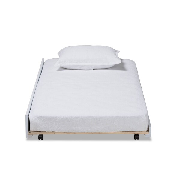 Baxton Studio Alya Traditional Farmhouse White Finished Wood Twin Size Trundle - 168-10831