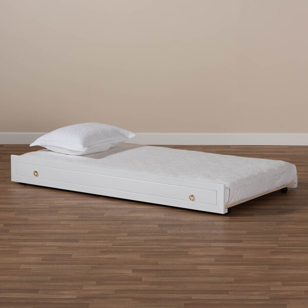 Baxton Studio Alya Traditional Farmhouse White Finished Wood Twin Size Trundle - 168-10831